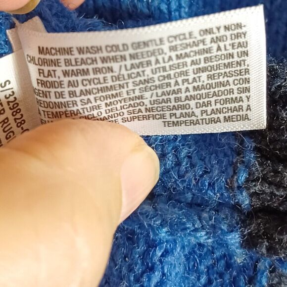 Old Navy Wool Rugby Striped Men's Sz L Long Sleeve Casual Warm Blue Grey Sweater - Picture 10 of 10